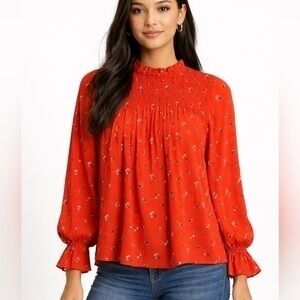 Free Kisses Scarlet Floral Blouse
